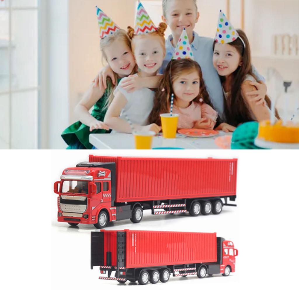 Pull Back Container Truck Toy High Simulation Plastic Alloy Container Truck Model for Boys Girls Children Gift
