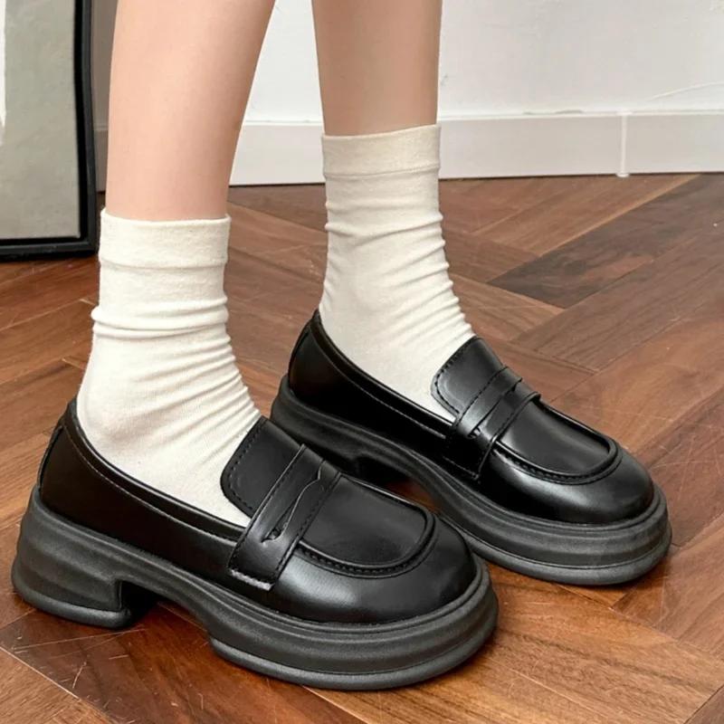 

Удобная Нескользящая Износостойкая Спортивная Женская Обувь Весна и Осень Новый Стиль Круглый Носок Толстая Подошва Модная Повседневная Обувь 35