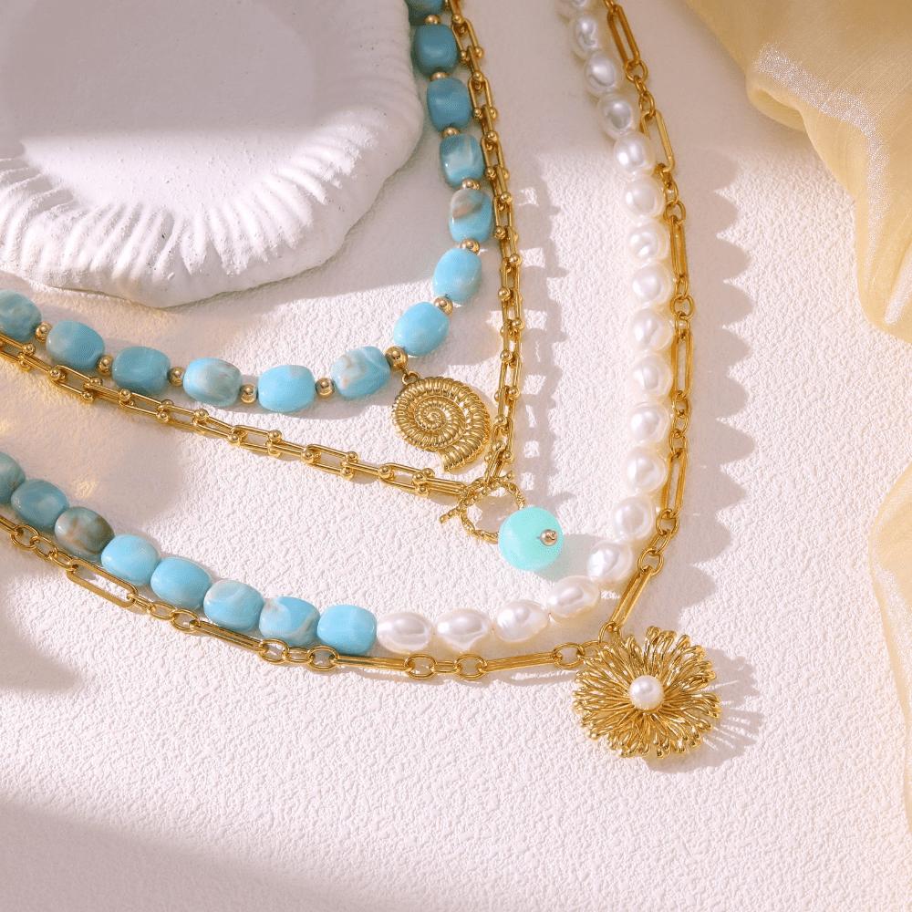 European and American Light Luxury Multi-layer Necklaces, Flower Pendants, Accessories, Fashion Trend Chains