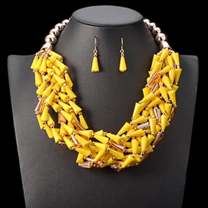 

Африканские бусы, ожерелье, серьги, богемное колье ручной работы, ожерелье и кулон, женские нигерийские свадебные индийские украшения