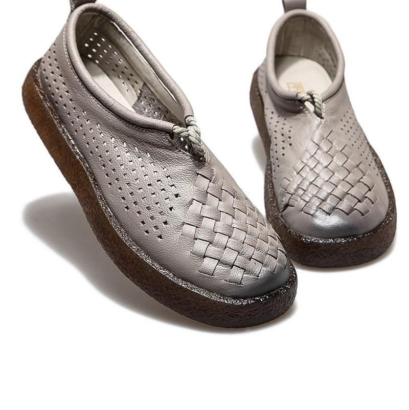 Genuine Leather Lace Up Flats Women's Woven Braided Loafers Designer Woman Luxury Moccasins Wedding Shoes 42 Ladies Fancy Flats