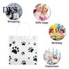 Transparent Shopping Bags 50 Packs Dog Paw Print Clear PVC Gift with Handle Reusable Plastic Wrap Tote for Puppy Pet Treat Party Favor Birthday