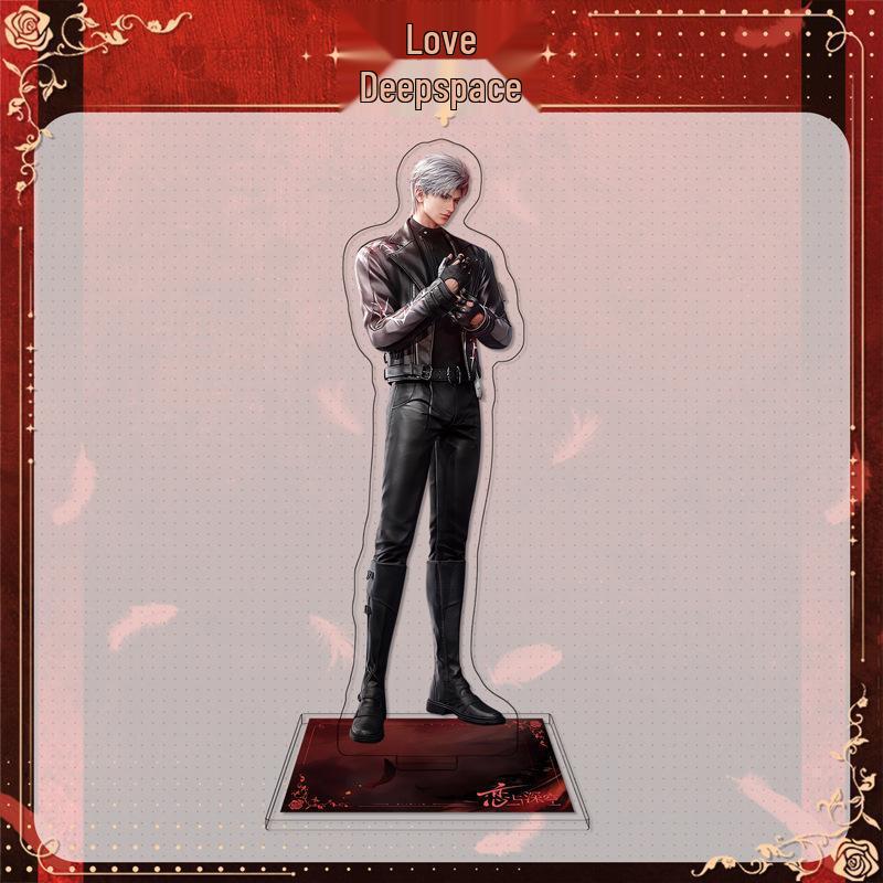 Love & Deepspace Qin Che Dark Point Acrylic Standee Keychain with Double Flash Badge Button