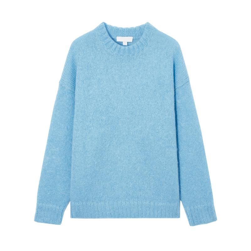 Spring New Arrival Basic Style Loose Casual Sweater round Neck Mohair Blended Sweater 1097008
