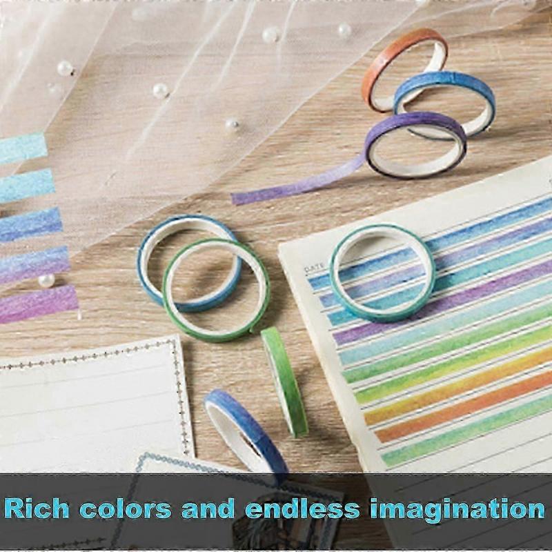 Crafting Essentials, Washi Tape Set for Crafting, Rainbow Colors Thin Washi Masking Tape, Decorative Tapes, Craft Tape, Scrapbook Washi Tape