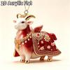 2D Flat Acrylic Christmas Hanging Pendant Red Gold Chinese Zodiac Goat Xmas Tree Ornament New Year Car Pendant