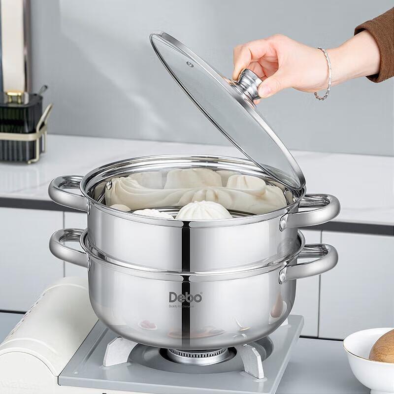 DEBORNER 304 Stainless Steel 2-Layer Steamer Soup Pot 26cm