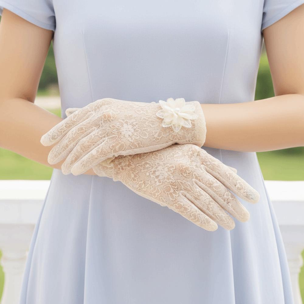 Spitzen Anti-UV-Handschuhe Anti-Rutsch Sommer Sonnenschutzhandschuhe Eis Seide Spitze Handschuhe Partybekleidung