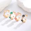 Exquisite Sweet Micro-inlay Zircon Colorful Five-leaf Clover Flower Opening Rings for Women Simple Fashion Finger Jewelry Gifts