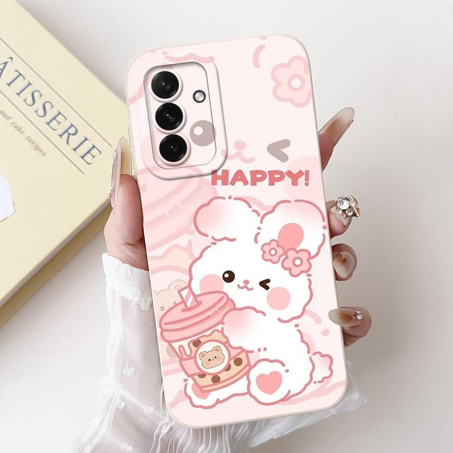 For Samsung Galaxy A56 A36 A26 5G Phone Case Soft Matte Liquid Silicone Back Cover Love Heart Girly Flower Painting Fundas