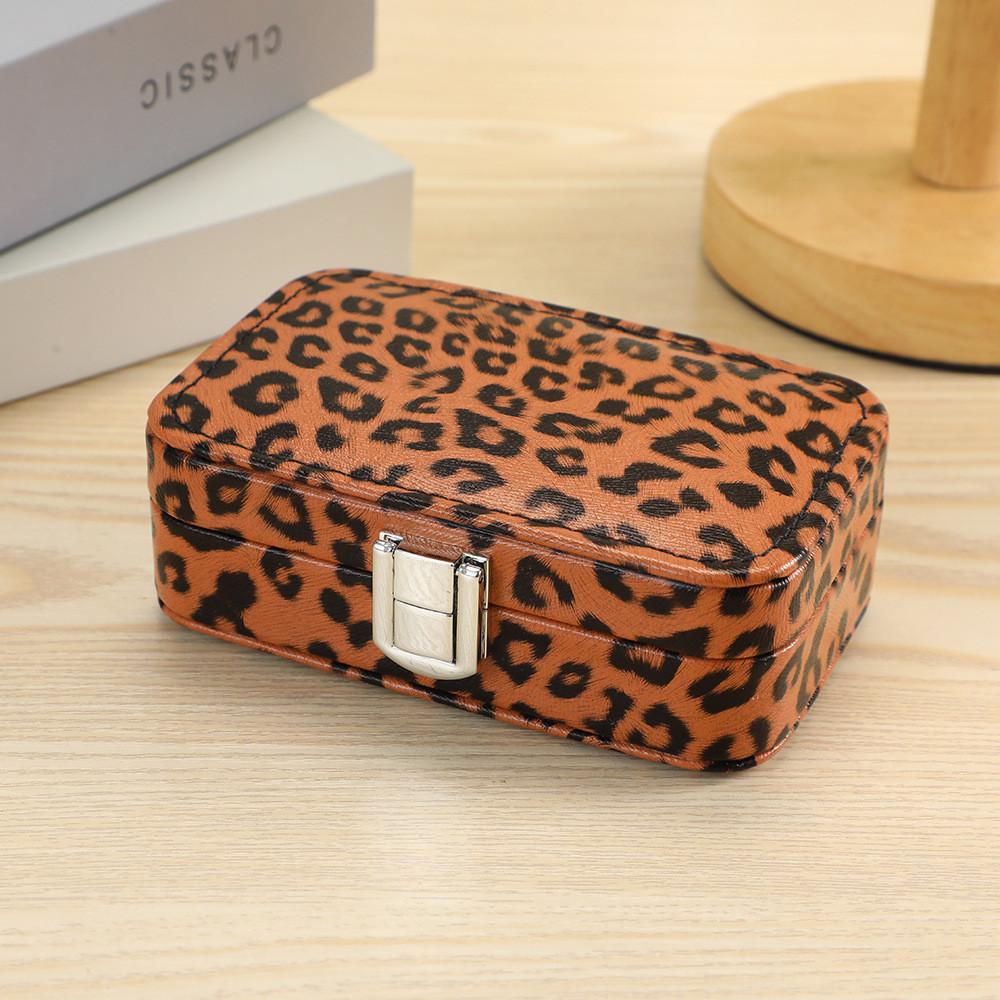 Leopard Print Jewelry Box With Pu Leather And Velvet For Travel And Gift Giving