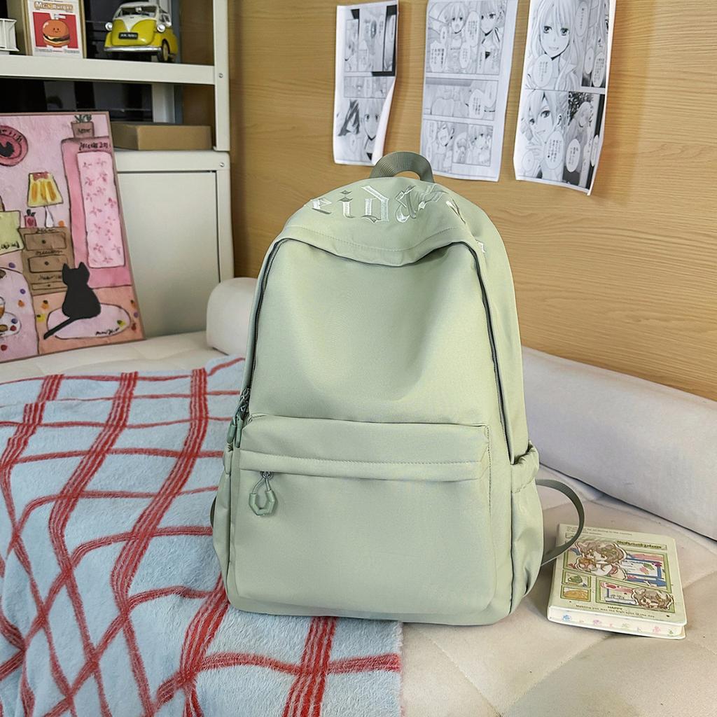 New letter-embroidered backpack for girls, large capacity, lightweight, stylish school backpack for middle and high school girls