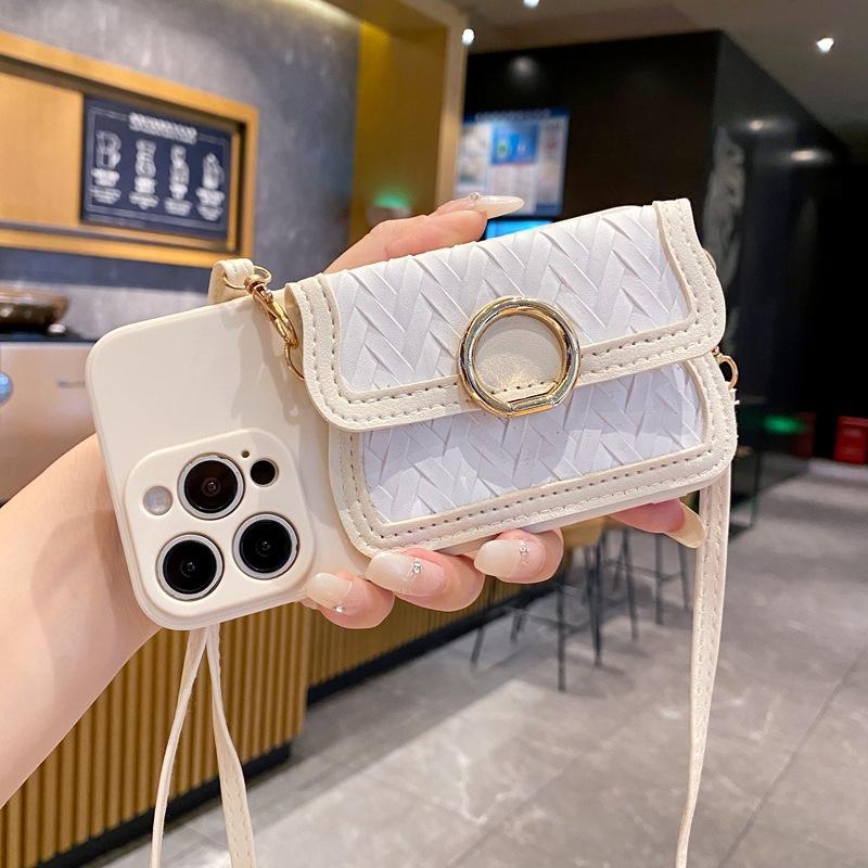 Fashion European and American Style Is Suitable for Huawei P90 Mobile Phone Case, Woven Pattern Honor 600Lite Oblique Span Rope Card Bag for Women