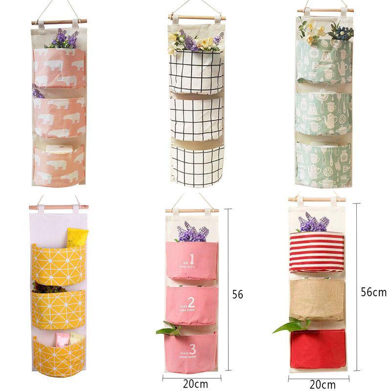 Multi-layer Fabric Hanging Storage Bag for Dormitory and Wardrobe Door, Wall-Mounted Phone Organizer