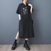 Short Sleeve Plus Size Denim Vintage Embroidery New In Dresses for Women Casual Loose Long Summer Dress