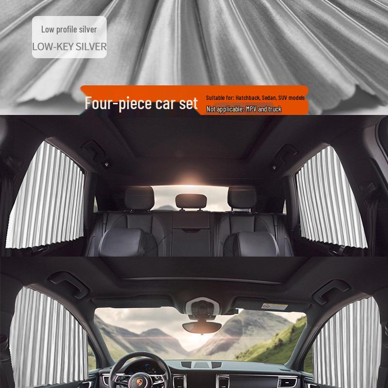 

Car Side Window Sunshade Curtains Set of Four Front Pair (Cardboard Box) серебряный