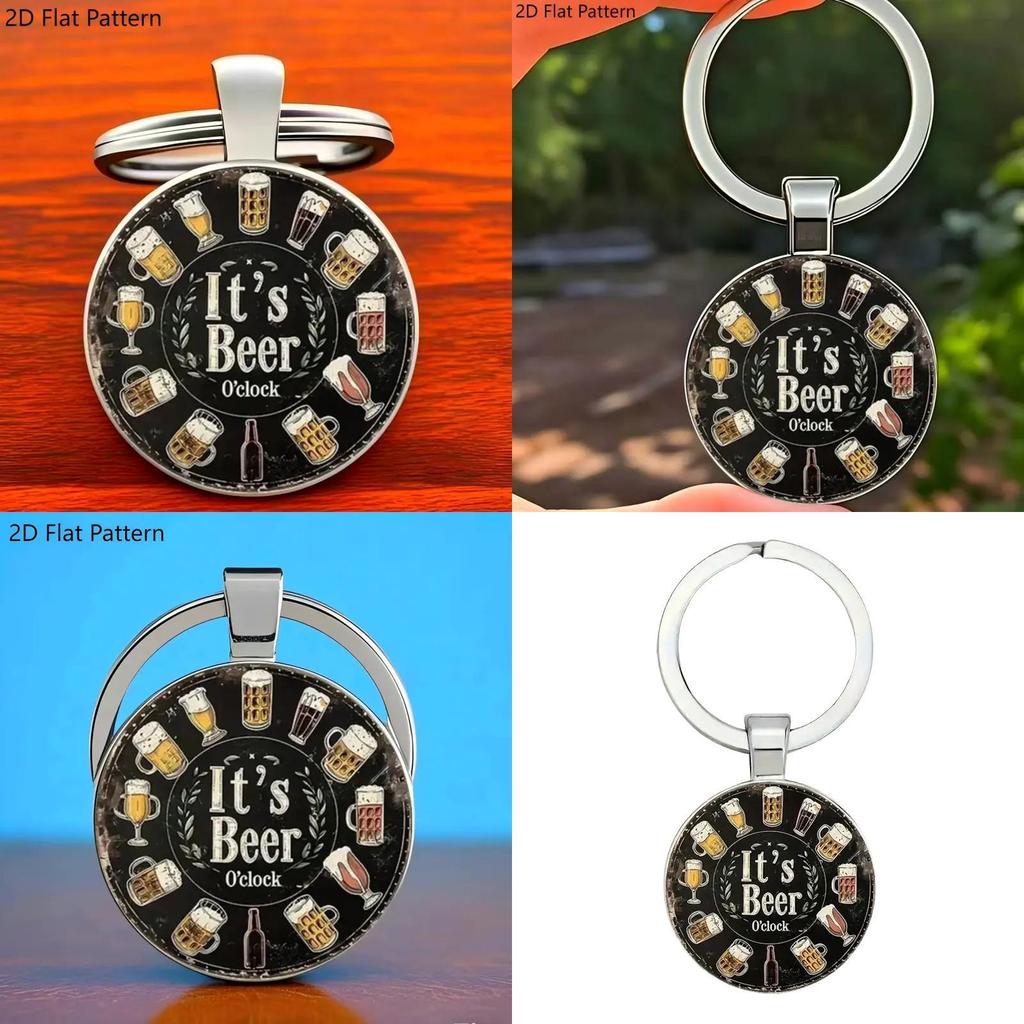 Beer Time Keychain Zinc Alloy Pendant Gift For Beer Lovers And Party Enthusiasts