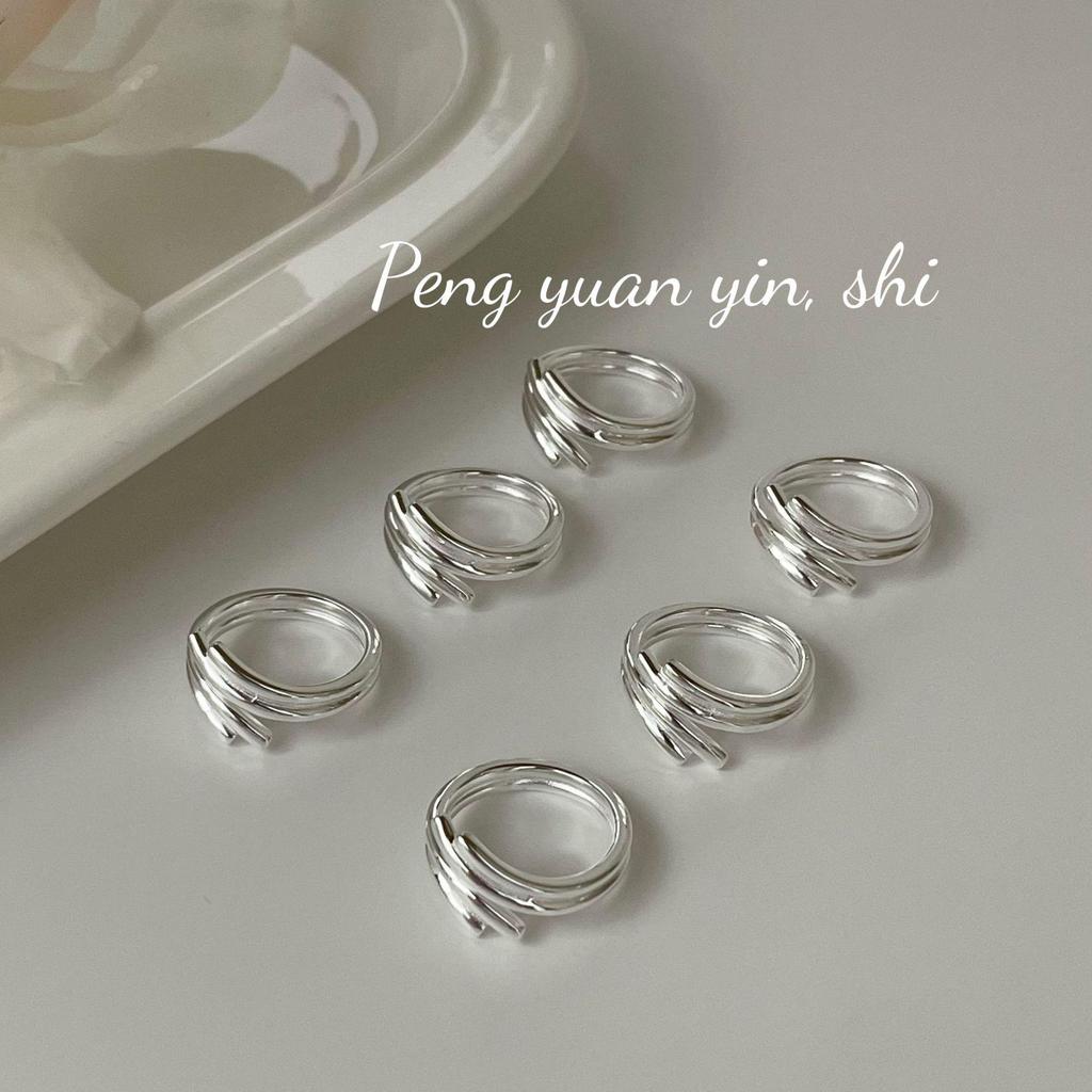 S925 Sterling Silver Korean Style Cross Adjustable Women's Ring