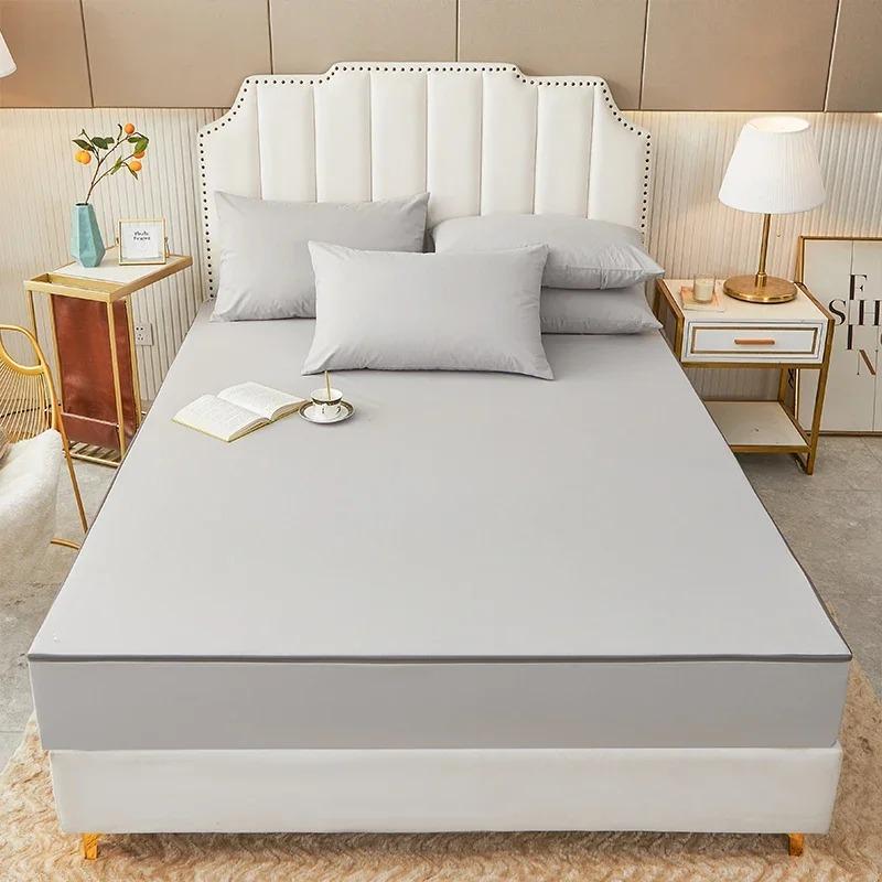 New Enclosed Waterproof Home Mattress Cover Soft Breathable Bed Cover for Single or Double Bed