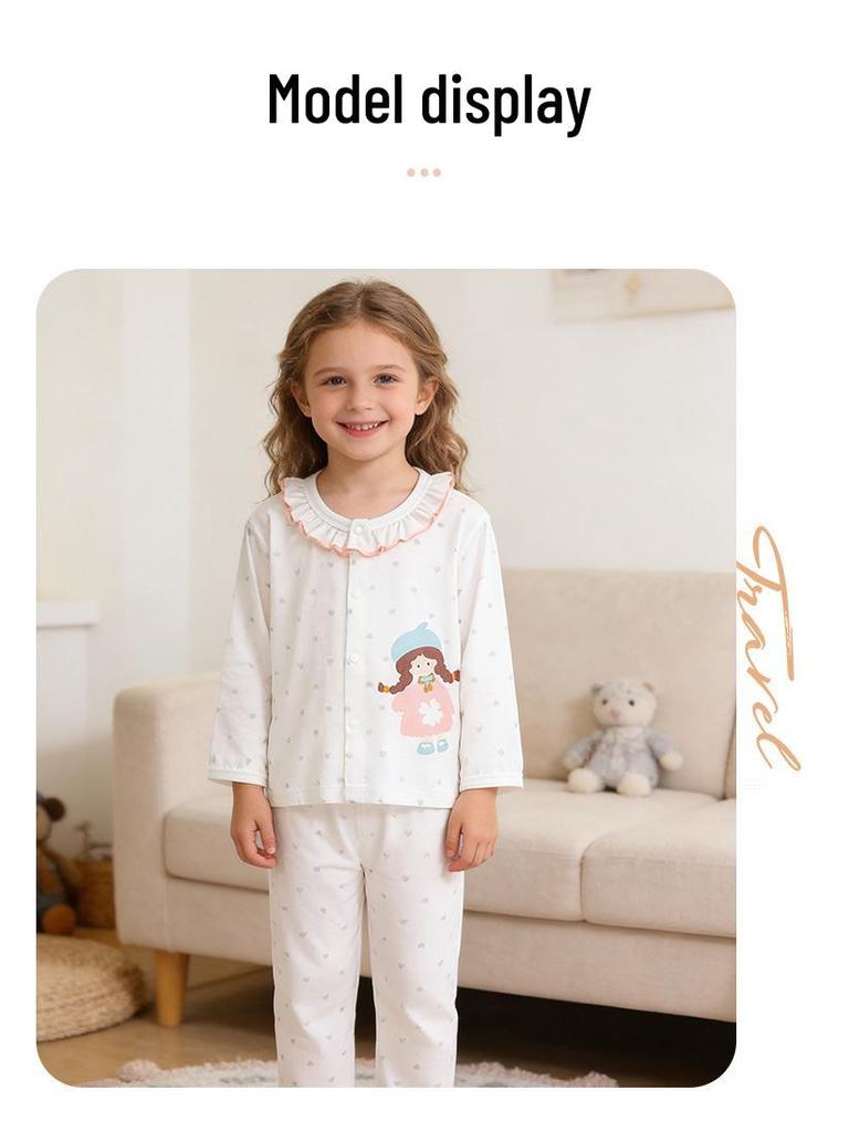 Kids' Spring/Autumn Pajamas: Lyocell Two-Piece Set for Boys & Girls - Lightweight Top & Pants