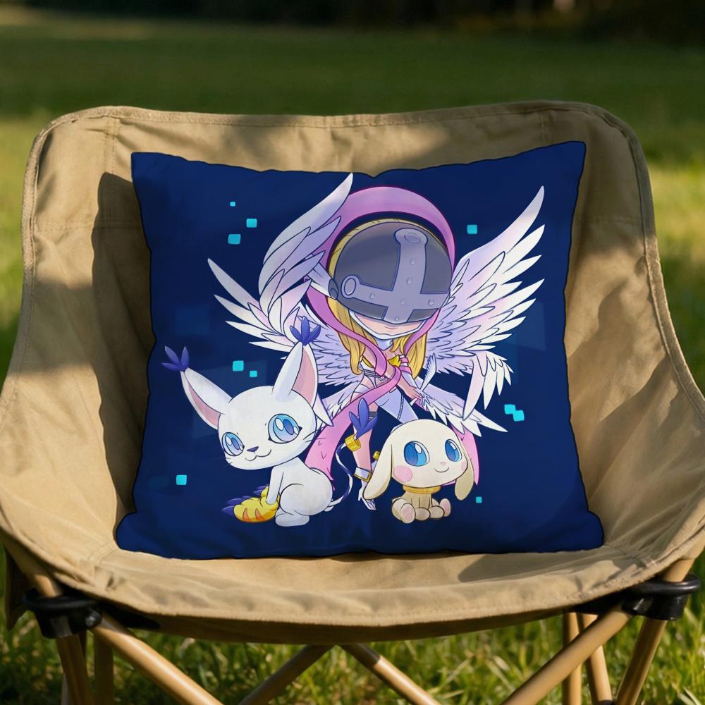 Cute DDigimonS Greymons Cushion Cover Soft Reversible Durable Pillow Cover MultiScene Use for Home Car Daily Comfort