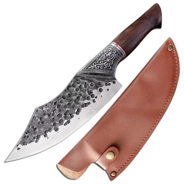 Řeznický nůž z kované oceli Ručně vyráběné kuchyňské nože Sekáček na maso Kuchař Krájení Řezací nůž Řezačka