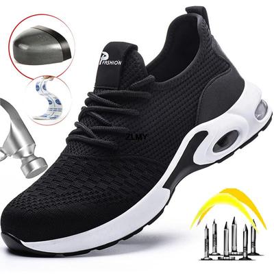 Buty robocze ze stalowymi noskami, męskie, oddychające, trampki robocze, buty robocze z poduszką powietrzną, odporne na przebicie, przemysłowe buty robocze męskie
