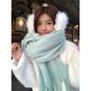 Winter Macaron Mohair Big Scarf Women's Warm Face Cover Windproof Plush Dual-purpose Shawl Solid Color Scarf