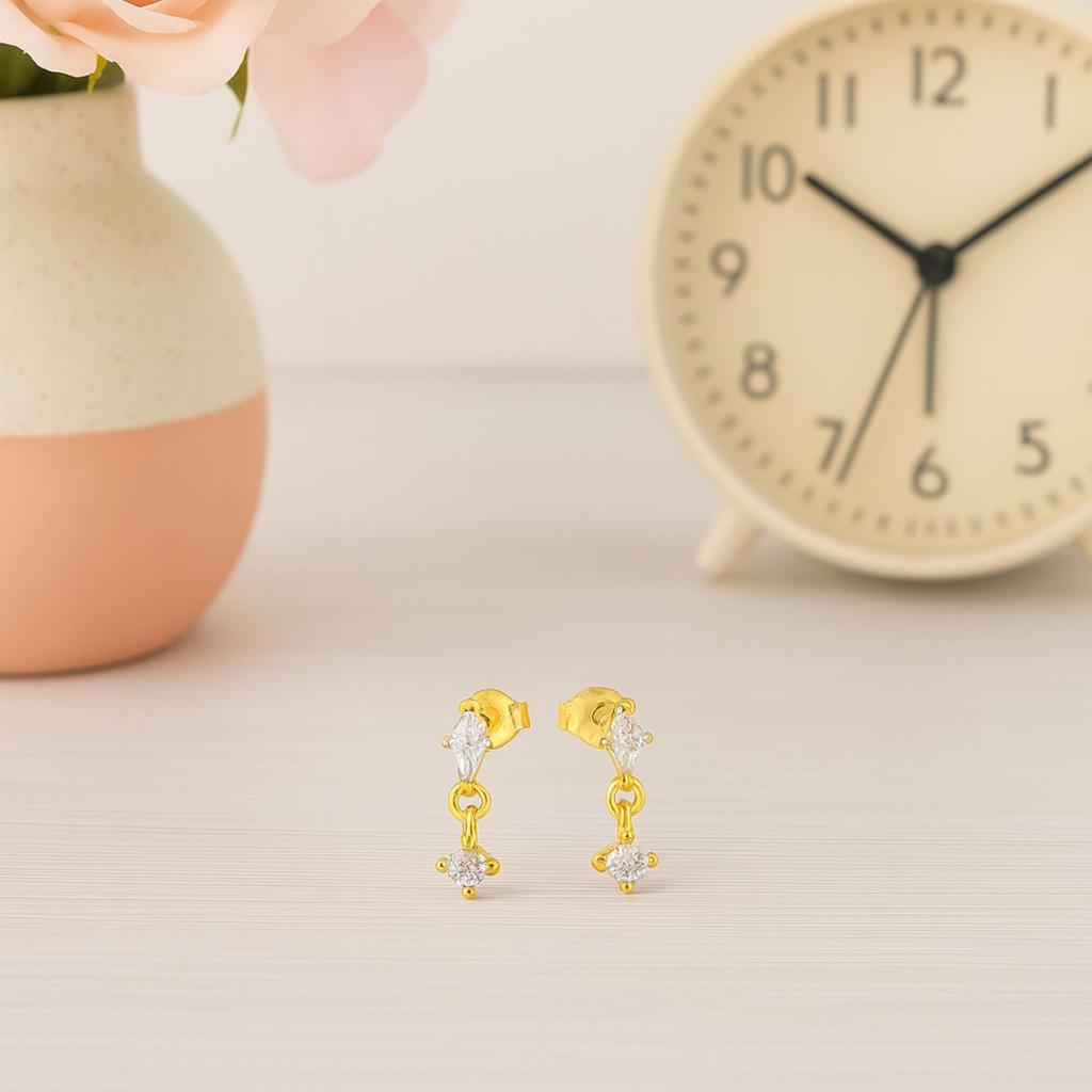 Minimalistische Hängeohrringe - 925er Sterlingsilber, Gold plattiert