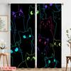 Set Of 2 Flat Printing Window Curtains Cute Black Cats Kawaii Polyester Without Electricity Festive Wall Decor Po Booths Curtain