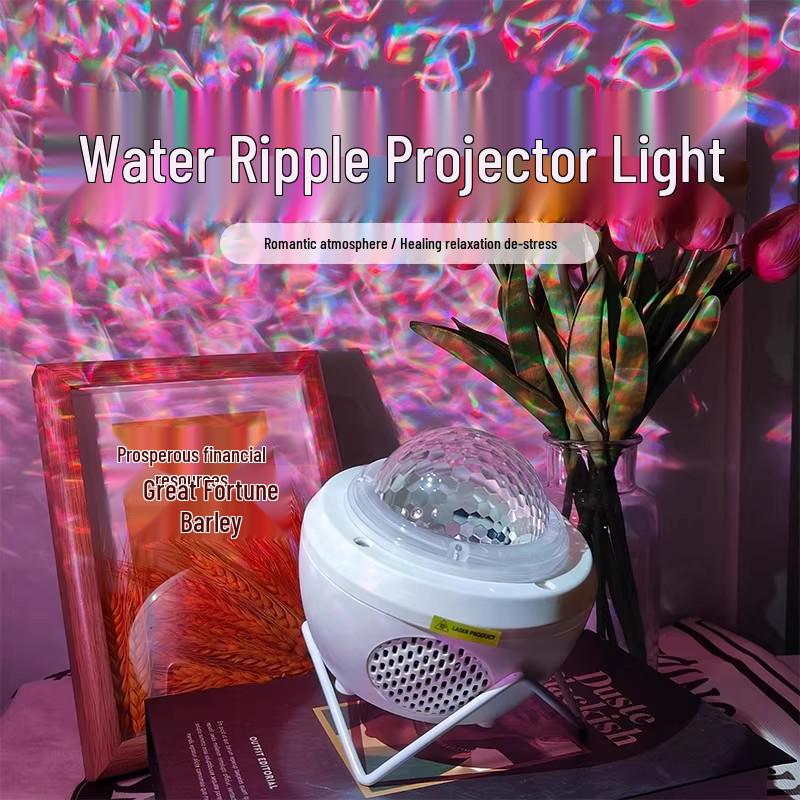 Rechargeable Bluetooth LED Starry Sky Projector with Water Wave and Aurora Effects Rechargeable Remote Control Version