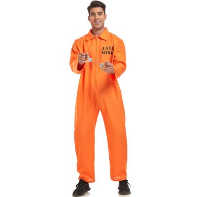 Orange Halloween Cosplay Male Prisoner Costume, Stage Costume Cospay Party Costume