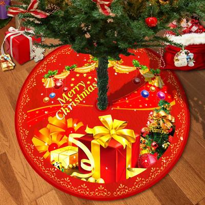 Christmas Tree Skirt Vibrant Color Easy Installation Snowflake Elk Print Round Large Christmas Tree Mat Decor