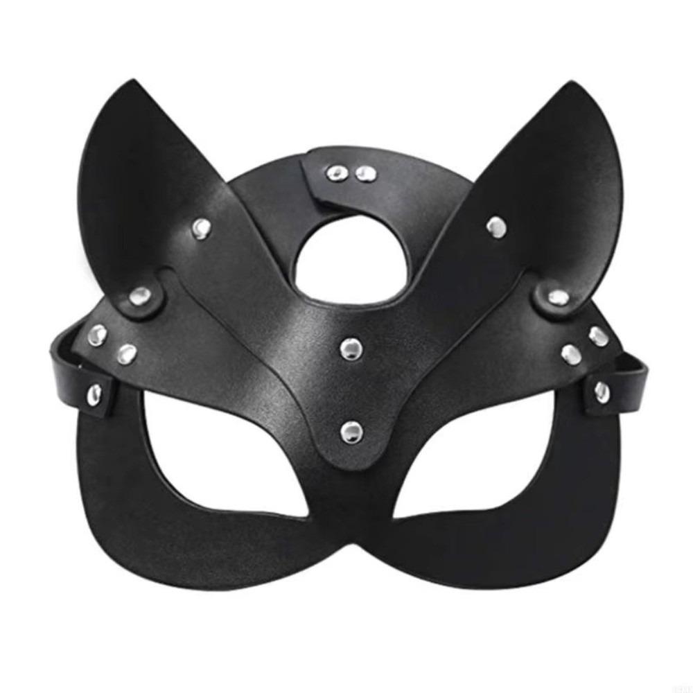 Zinc Zinc Alloy Halloween Mask Solid Color Half Face Mask Cool PU Leather Mask Women