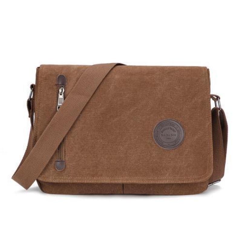 Q Men's Large Capacity Canvas Shoulder Bag - Business Casual Crossbody Briefcase