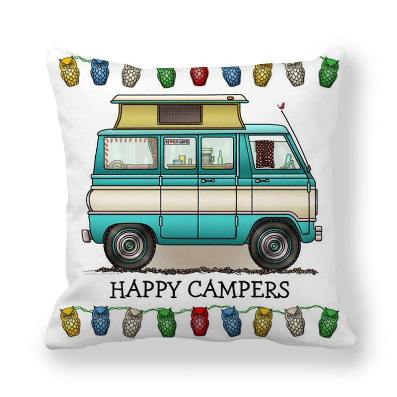 Happy Campers Potah na autopolštář Sova Venkovní kempingový Polštář Dekorativní na pohovku