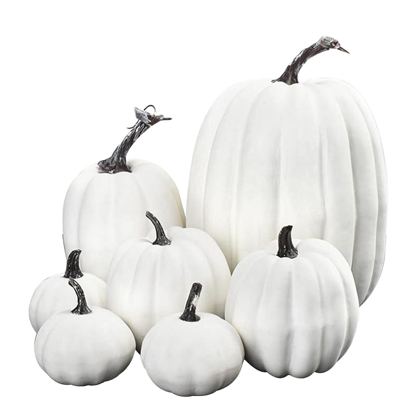 

7 шт. Имитация тыквы, глянцевая краска, легкая, креативная, многоразовая, пенопластовая тыква для декора White