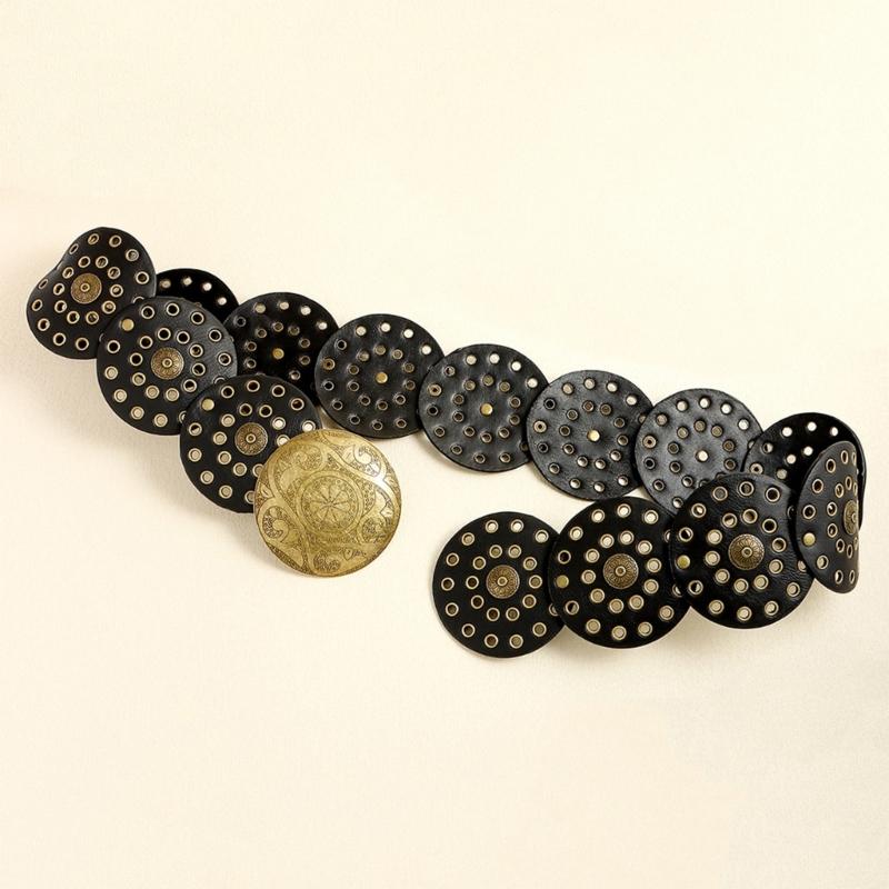 Casual Buckle Belt for Women Gothics Style Waist Belt HollowedOut Wide Belt for Teens Girls Female Western Cowboy Belt