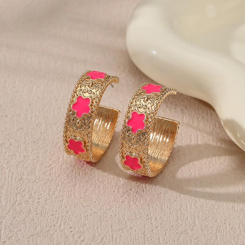 New hot-selling high-quality flower zinc alloy earrings for women's high-end sense 4 colors optional fashion earrings