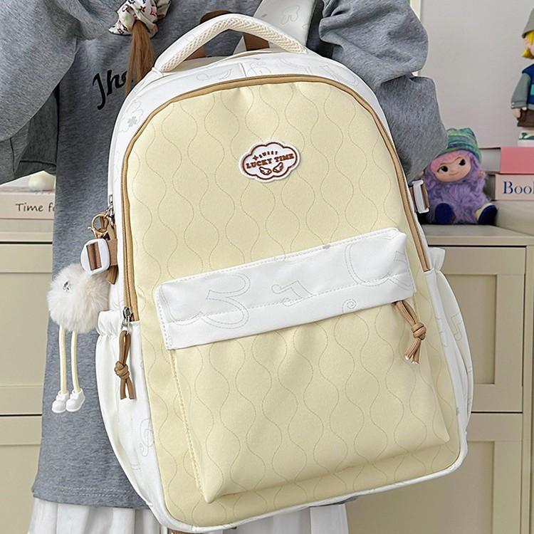 Schoolbag wholesale backpack women's large-capacity student schoolbag simple travel shoulder bag solid color burden reduction anti-splashing girl