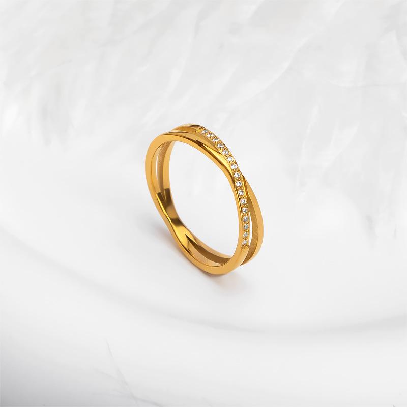 Elegant 2022 Korean Titanium Steel Diamond Ring for Women - Light Luxury with Unique and Exquisite Design