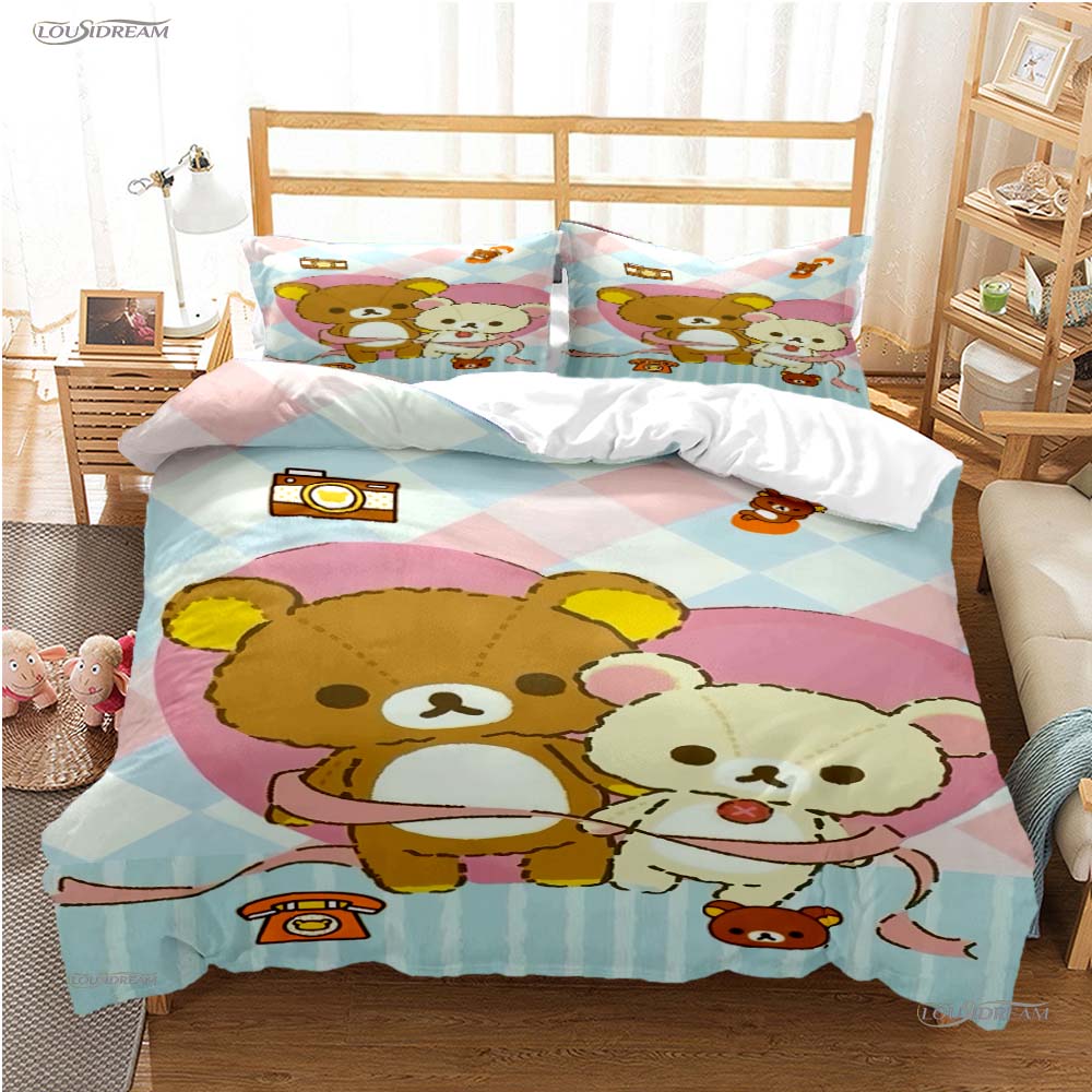 Cute Cartoon M-MAMEGOMA All Season Duvet Cover Kawaii Bedding Set Soft Quilt Cover and Pillowcases Teen Single/Double/Queen/King