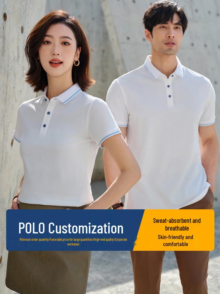 Custom Unisex 50s Sea Island Cotton Polo Shirt - Summer Style Short Sleeve Lapel T-shirt