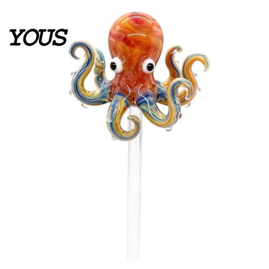 Decorative Plant Inserts for Pots Handmade Stained Glass Stake, Octopus Bird Turtle Animal Durable Decorations Shape Garden Ornament Potted