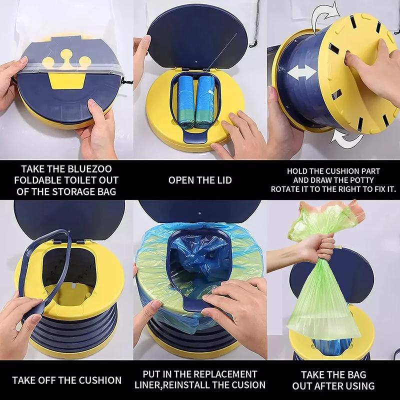 New 2-in-1 Children's Folding Toilet Portable Children's Travel Toilet Car Baby Toilet Potty Training Seat Suitable for Camping