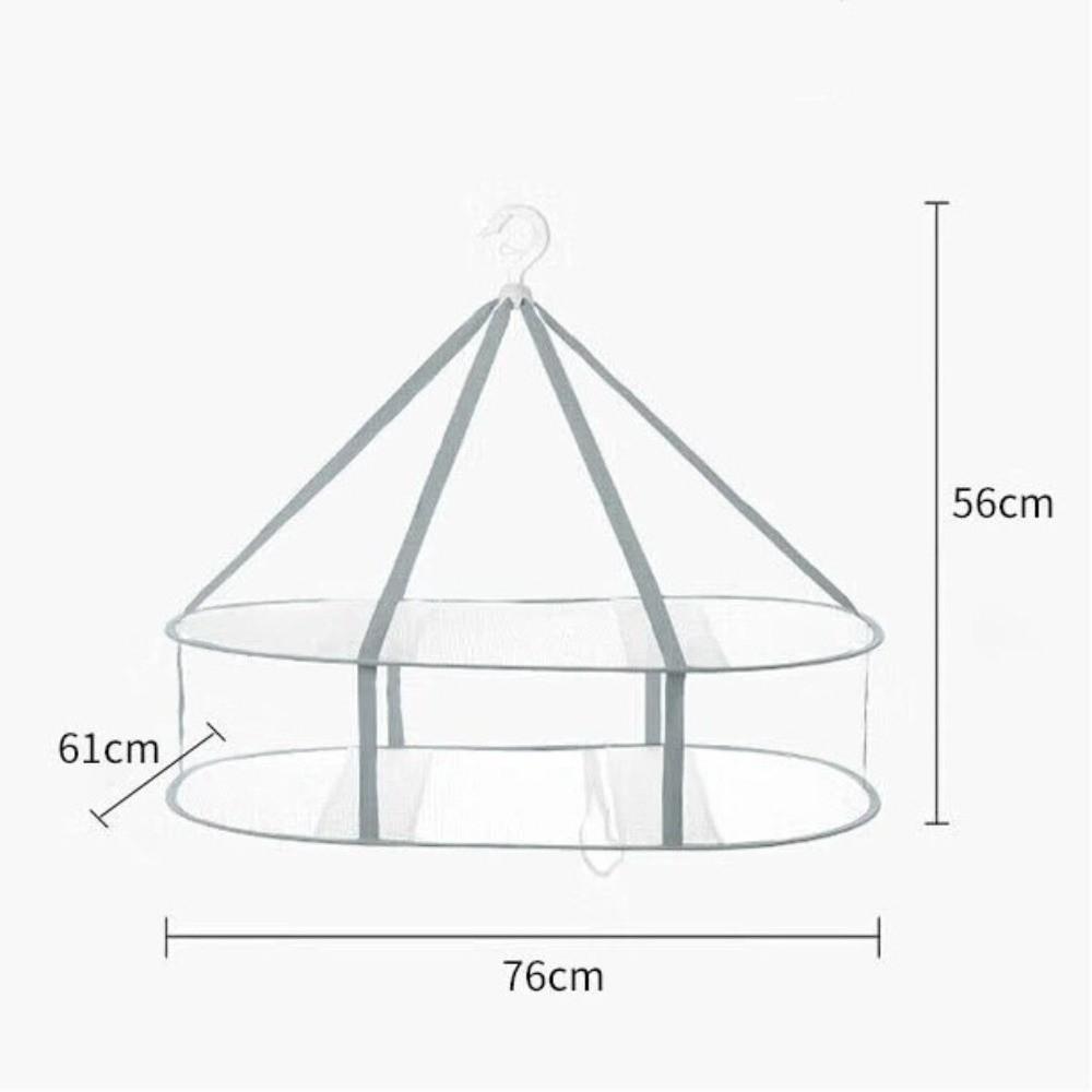 Foldable Clothes Drying Rack Mesh 3-Tier Lay Flat Hanger Space Saving With Hanging Hook Laundry Organizer Sweater Towel Socks