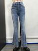 Women's Elastic High Waist Washed Denim Casual Pants