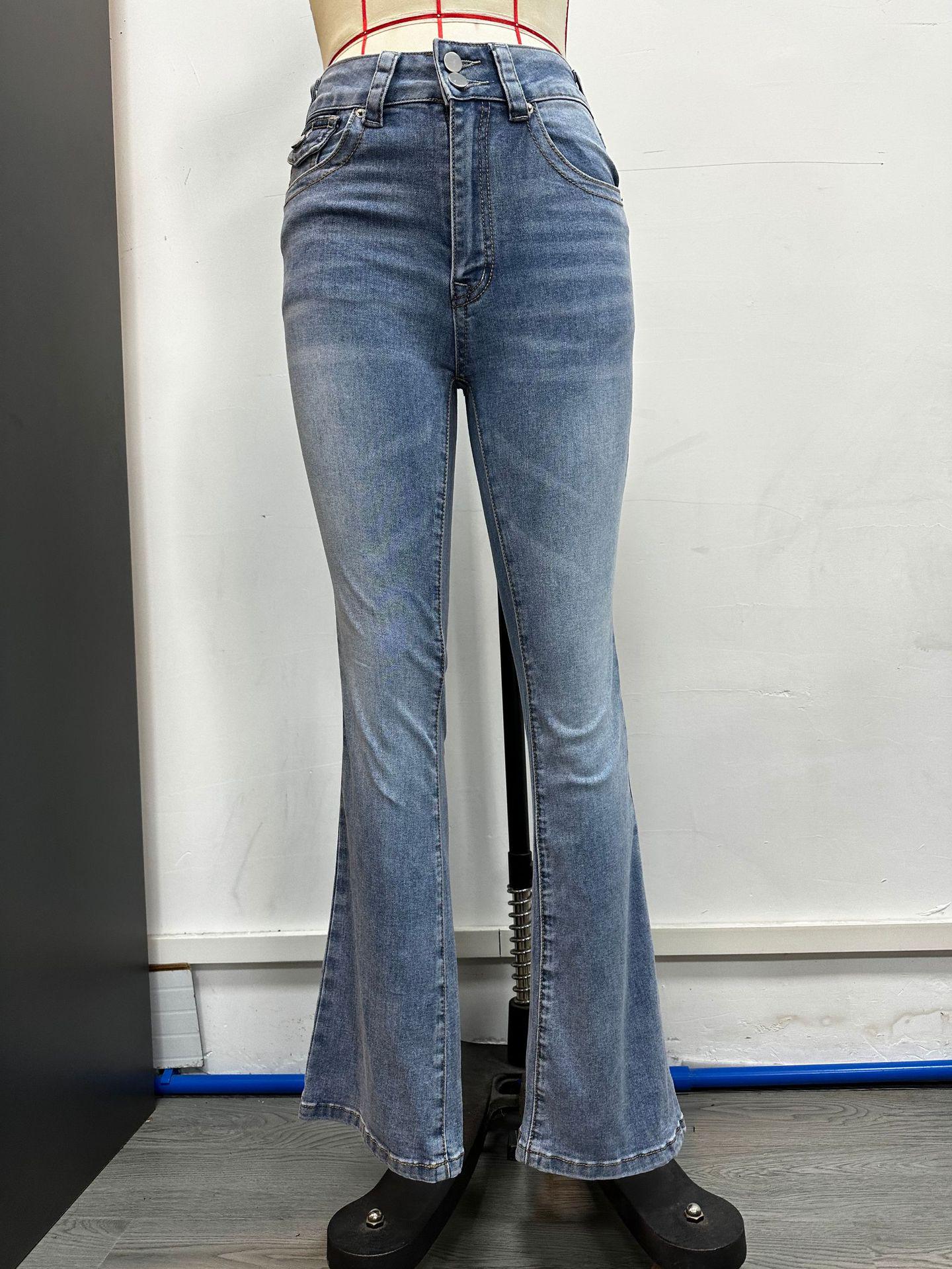 

Женские эластичные повседневные брюки из стираного денима с высокой талией XS синий