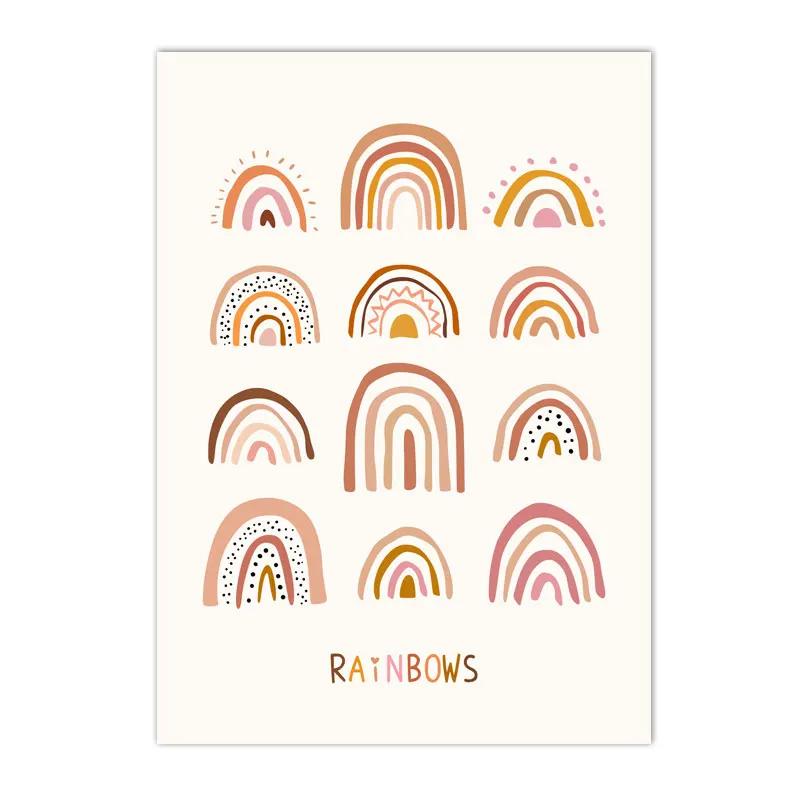 Boho Rainbow Cloud Moon Sun Heart Posters and Prints Nordic Nursery Wall Art Pictures Baby Kids Room Home Decor Canvas Painting