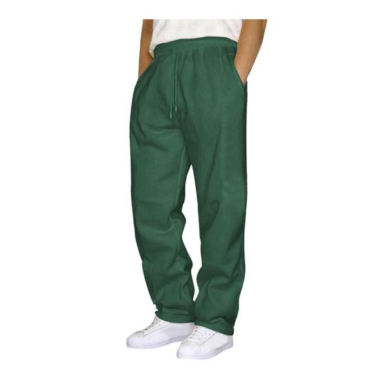Unisex Spring Fall Pants with Side Pockets Elastic Waist Straight Wide Leg Sweatpants Slacks Solid Color Loose Street Style Sport Trousers